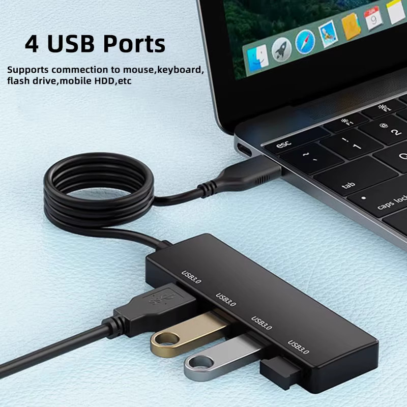 Goldpo USB 3.0 Hub 4-Port Multi-Splitter-Adapter in Schwarz für Laptop und PC - Bild 5