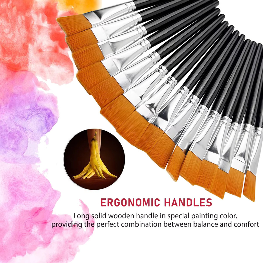 15-teiliges Set Flachpinsel aus synthetischem Nylon für Aquarell, Acryl und Ölmalerei - Bild 3