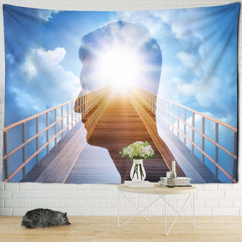 Super Six Wandbehang Psychedelische Hekserij Abstrakt Blau Textil B: 95 cm, H: 70 cm - Bild 2