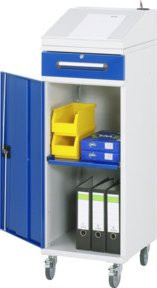 Rau Beistellschrank Stehpult 02 mobil mit Türen, Schubladen und Schloss B45 x T52 x H123,5/134,5 cm