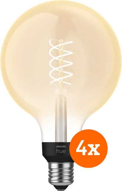 Philips Hue Filamentlampe White Globe XL E27 LED dimmbar im 4erpack in Warmweiß mit Retro-Look - Bild 1