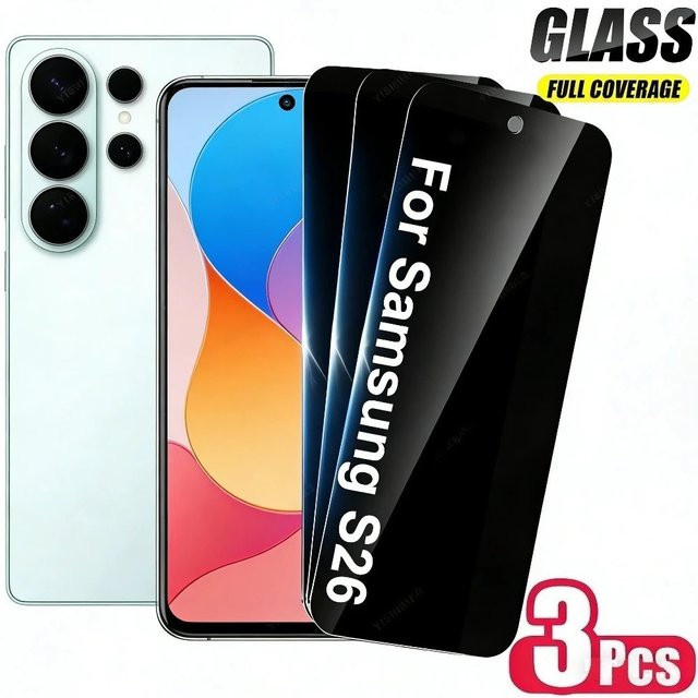 3er-Pack Blickschutz-Displayschutzfolie aus gehärtetem Glas mit 9H Härtegrad für Samsung Galaxy S26 S25 S24 Ultra S23 S22 S21 Plus S25 S24 FE - Bild 1
