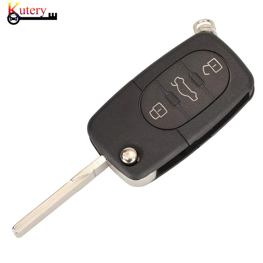 Jingyuqin Smart Car Key Faltbarer Autoschlüssel für Audi A3 A4 A6 A8 RS4 TT Allroad Quattro mit ID48 Chip 315/433MHz in Schwarz - Bild 3