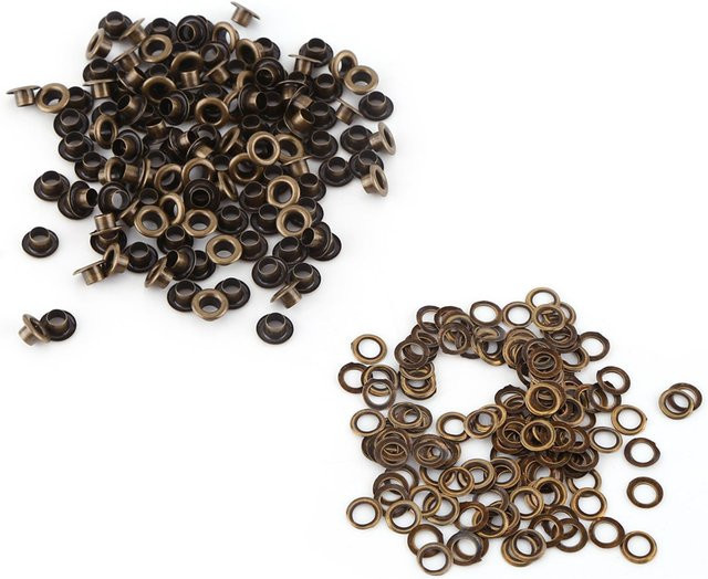 100 Stück Kleine Ösen mit Unterlegscheiben von ZuiyouSports in Gold aus Messing mit einem Innendurchmesser von 4 mm für Kleidung, Leder und Taschen - Bild 1