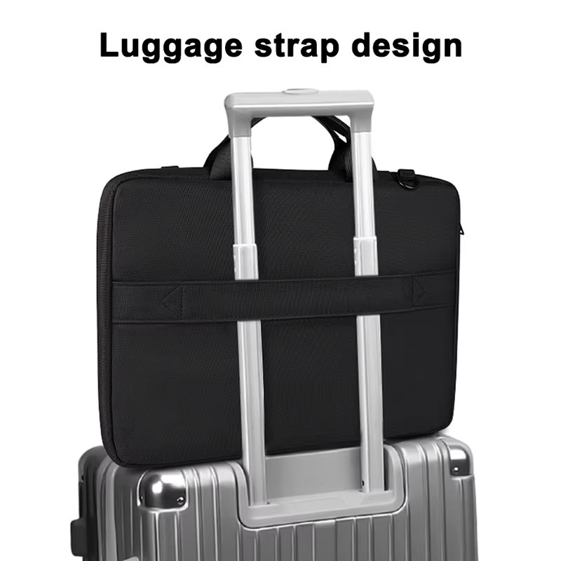 KOJESHUN Laptop-Handtasche in Schwarz als Schutzhülle für MacBook Pro, Xiaomi, Dell, HP und Lenovo für 14 bis 15,6 Zoll als tragbare Schulter-Umhängetasche - Bild 4