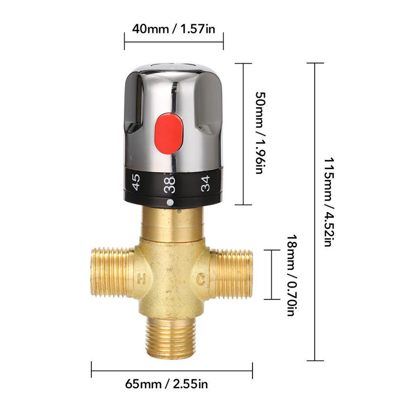 Meterk Thermostat-Mischventil aus Messing in Chrom Silber für die Wandmontage mit Sicherheitsstopp - Bild 3