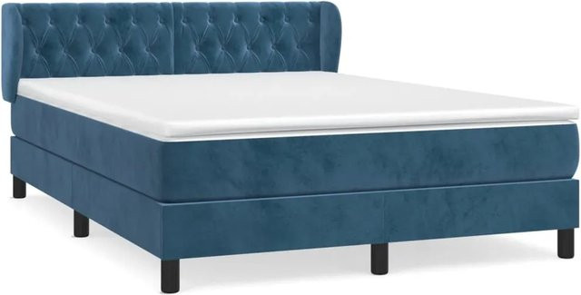 vidaXL Boxspringbett mit Matratze Dunkelblau Samt B/T: 140 x 200 cm - Bild 1