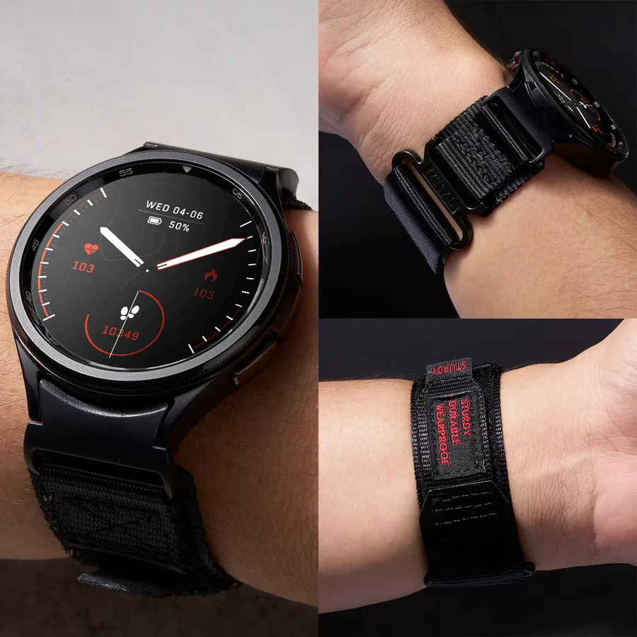 OAKCHARM Nylonarmband für Samsung Galaxy Watch 7 6 5 4 Classic Pro in Gelb - Bild 4