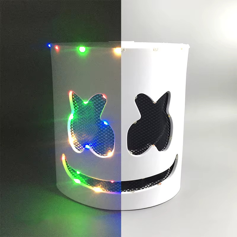 YEAHUIAUTO Halloween leuchtende Vollgesichtsmaske, DJ Marshmello Kopfbedeckung, Neon Maske, Bunt / Mehrfarbig - Bild 3