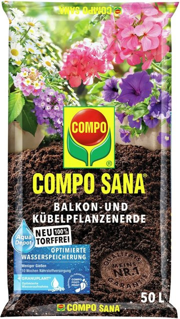 Compo Sana Balkon- und Kübelpflanzenerde torffrei mit Bimsstein - Bild 1