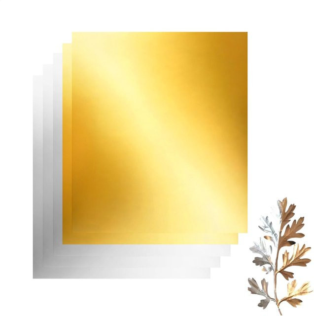 5 Stück doppelseitige Prägefolienblätter aus Metall in Gold, B/B: 30,5 x 30,5 cm zum Basteln und Scrapbooking - Bild 1