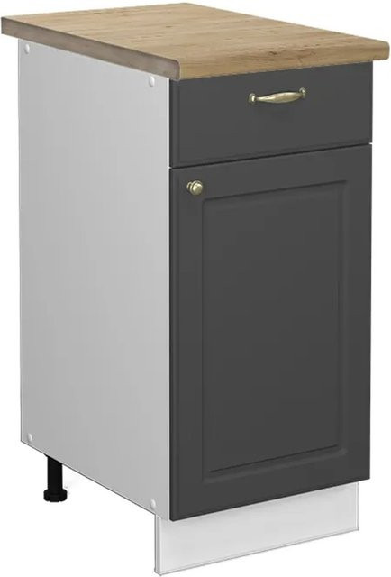 Vicco Küchenunterschrank Fame-Line in Anthrazit-Gold/Weiß mit Eiche-Optik, B/T/H: 40 x 60 x 82 cm - Bild 1