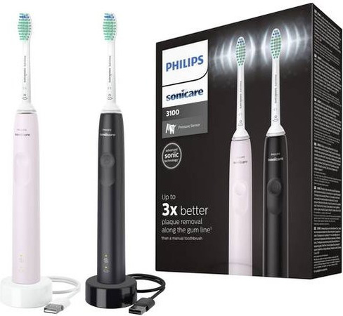 Philips Sonicare Serie 3100 HX3675/15 Elektrische Schallzahnbürste in Schwarz und Weiß
