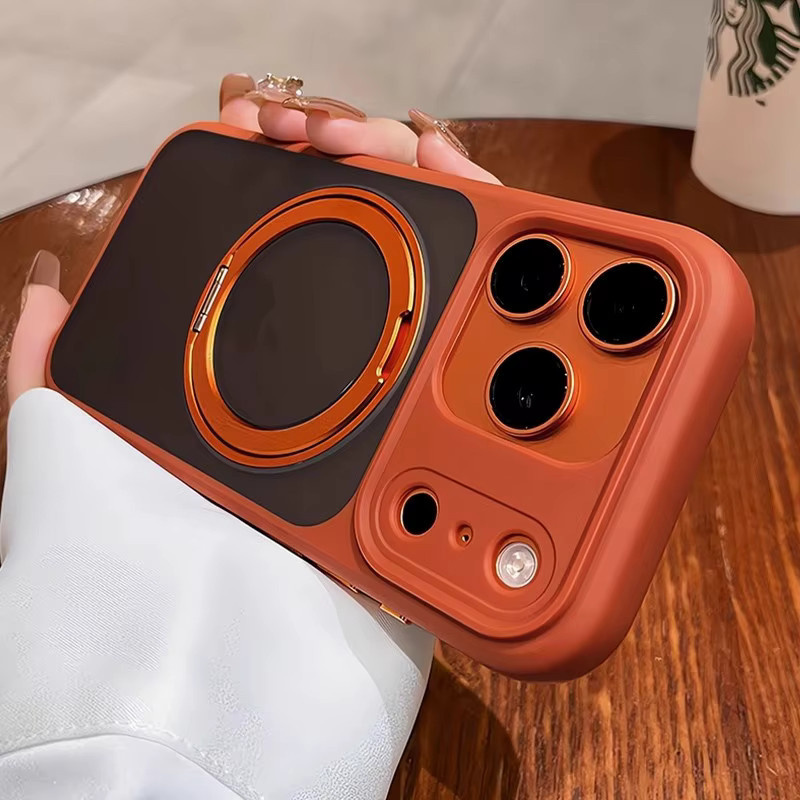 Xeber Magnetische iPhone Schutzhülle mit rotierendem Ring-Ständer in Braun für MagSafe kompatible Modelle - Bild 3