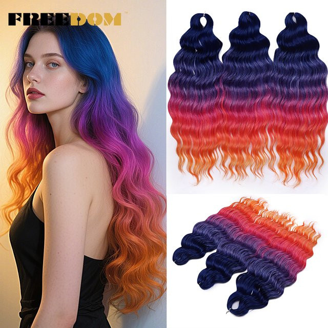 FREEDOM Synthetische Flechthaarverlängerungen, Ombre Braun, 60 cm - Bild 1