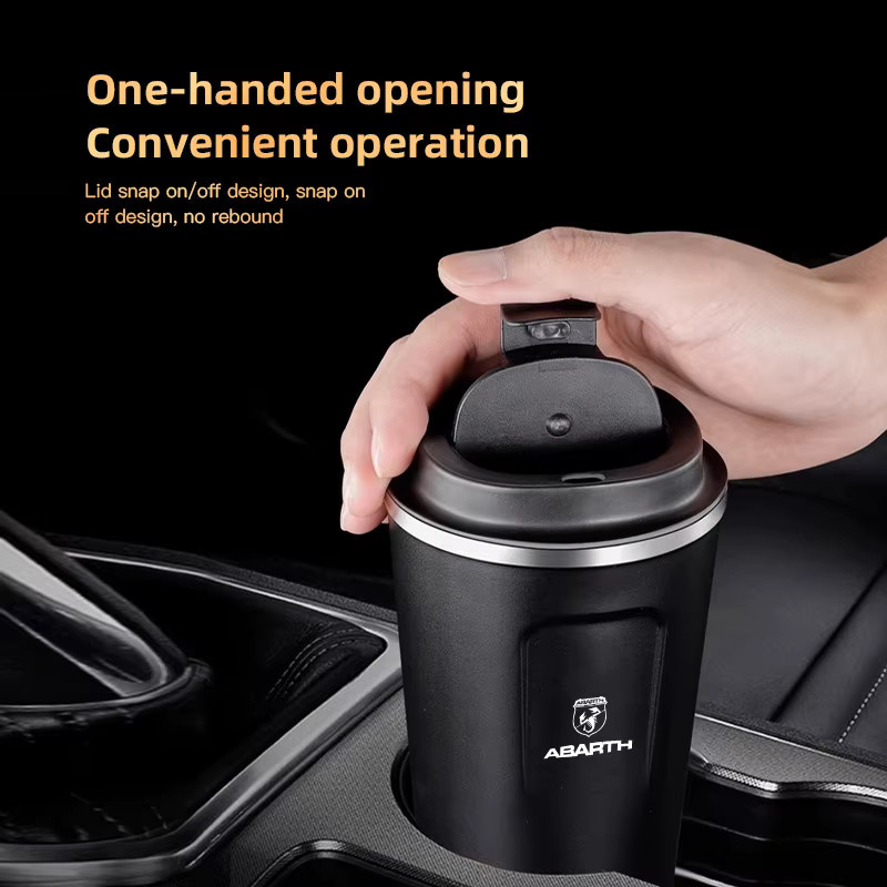 FIAT Isolierter Edelstahl Becher mit Laser Logo in Weiß für Abarth 500 Ducato Panda Grande Punto Tipo Pulse Strada 600 500L - Bild 4