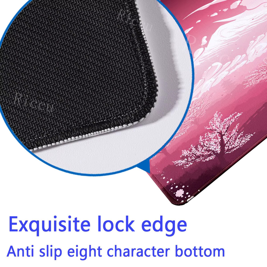 Riccu Mousepad Rosa Kirschblüten Design Große Schreibtischunterlage mit HD-Druck - Bild 4
