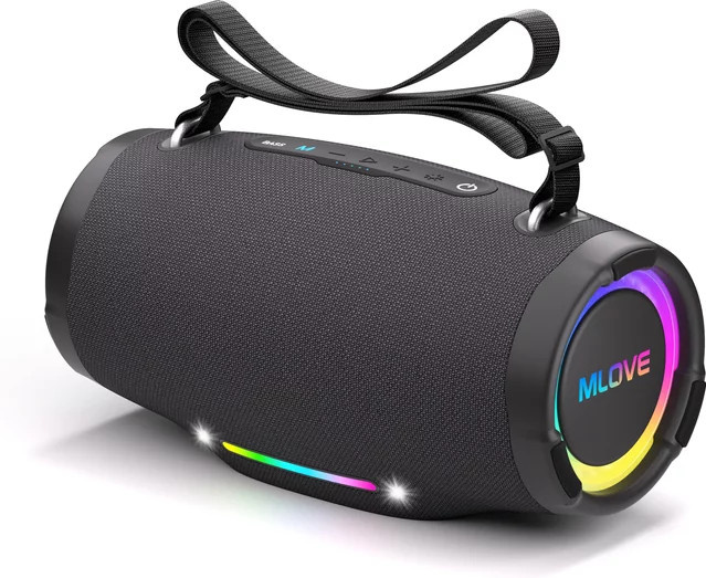 Mlove E90 Bluetooth Outdoor-Lautsprecher in Schwarz, 80 W mit tiefem Bass, IPX7 wasserdicht und staubdicht - Bild 1