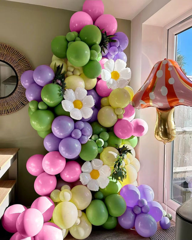 Frühlings-Feen-Ballongirlanden-Set mit 115 rosa und lila Ballons sowie Gänseblümchen-, Schmetterlings- und Pilz-Folienballons für Kindergeburtstage und Waldwunderland-Partys - Bild 3