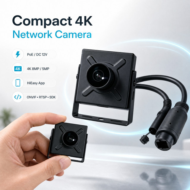 HQCAM Mini PoE IP-Kamera 8MP 4K FHD mit 170° Weitwinkelobjektiv, Schwarz, ONVIF P2P RTSP Innenüberwachungskamera - Bild 1