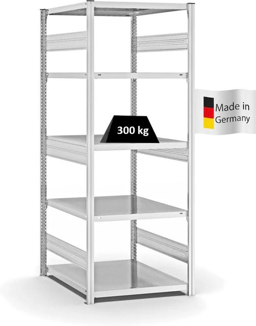PROREGAL Fachbodenregal Stecksystem T-Profil Heavy-Duty Grundregal, 5 Ebenen, Lichtgrau, H x B x T: 200 x 75 x 80 cm - Bild 1