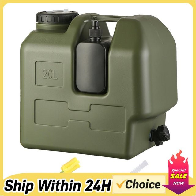 VKTECH Tragbarer Camping-Wasserkrug mit Zapfhahn und Seifenspender, BPA-freier Wassertank für Outdoor und Auto, Grün, 15/20 l - Bild 1