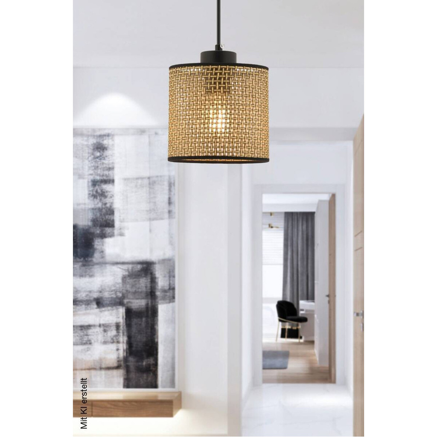 Opviq Pendelleuchte beige aus Baumwolle und Metall mit E27 Fassung, B/H/T: 15 x 50 x 15 cm - Bild 2