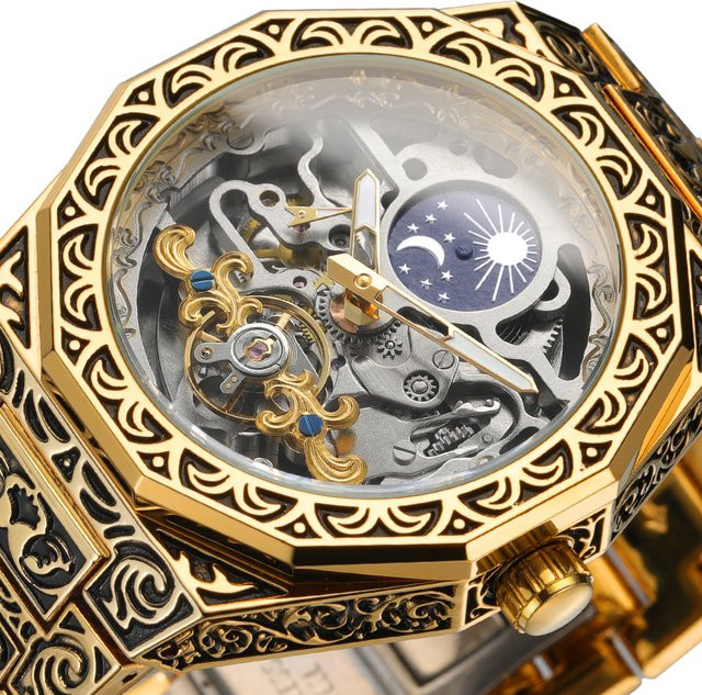 Forsining Armbanduhr, Automatik, Mondphase, Gold, Edelstahl, Herren - Bild 1