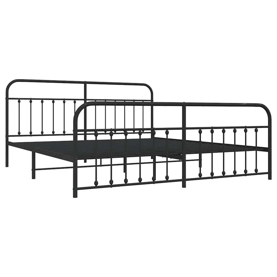 vidaXL Bettgestell aus Metall mit Kopf- und Fußteil in Schwarz, B/T: 200 x 200 cm - Bild 2