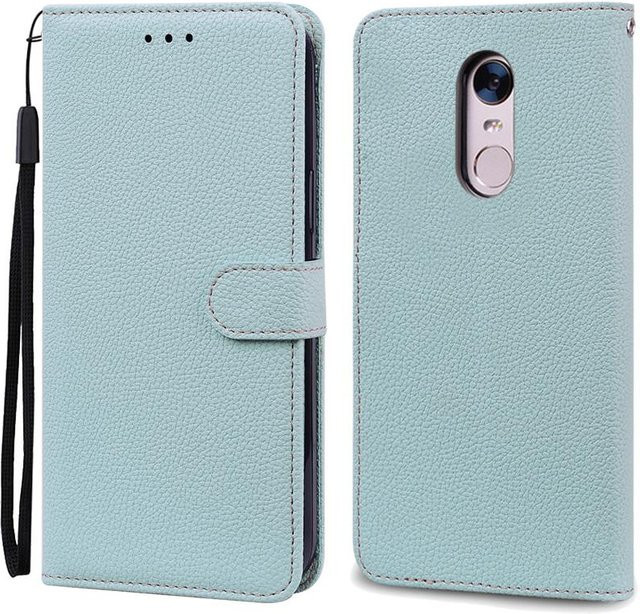 Stoßfeste Leder-Brieftasche Flip-Hülle für Xiaomi Redmi 5 Plus und Redmi 5 in Hellblau - Bild 1