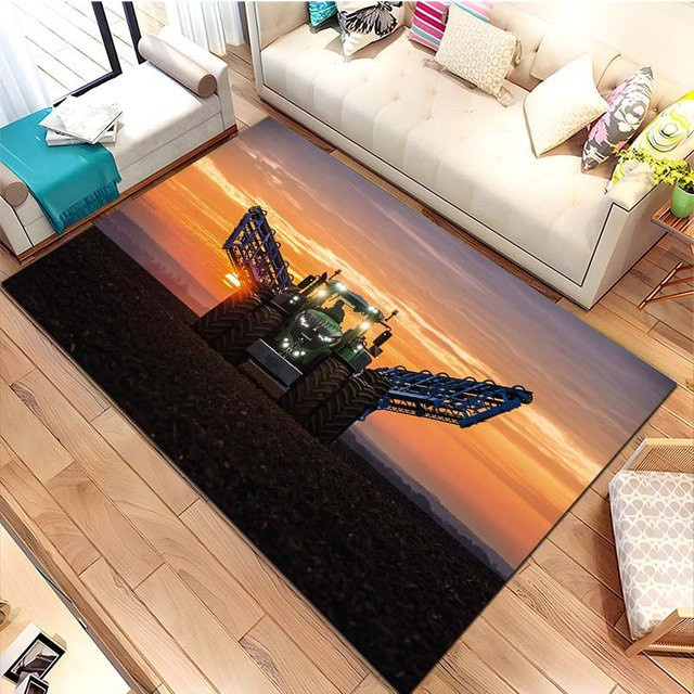 Warm Home Life Teppich mit Traktor-Motiv, rutschfest und waschbar, Polyester, B/T: 90 x 130 cm, Mehrfarbig - Bild 1