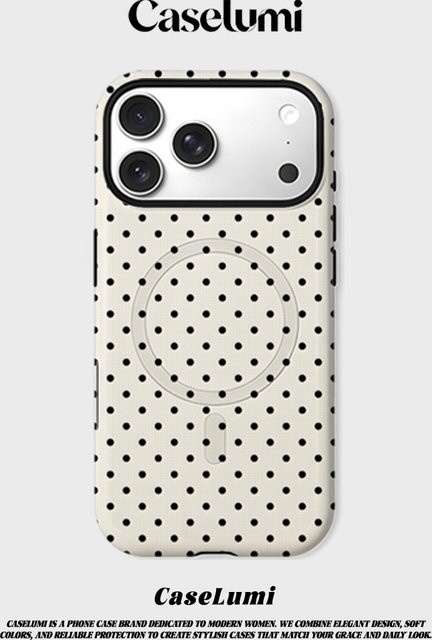 CaseLumi Matte Bumper MagSafe Hülle für iPhone 17 16 15 14 Plus Pro Max mit Polka Dots in Schwarz und Creme - Bild 1