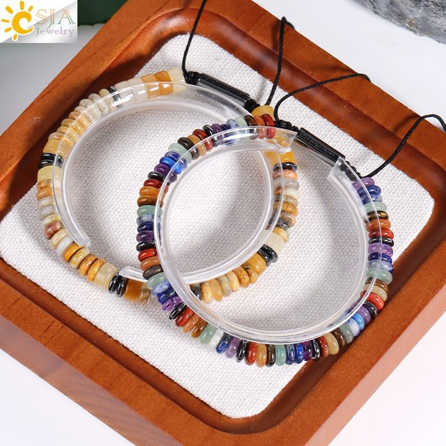 CSJA Naturstein Armband, Perlen, Seil gewebt, Unisex - Bild 1