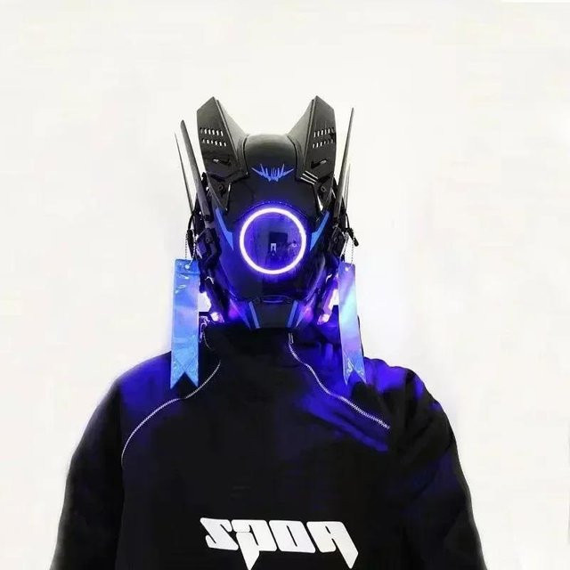 Binchi Fitness Cyberpunk Helm Maske Samurai Roboter, mit LED Licht, blau, ab 14 Jahre - Bild 1
