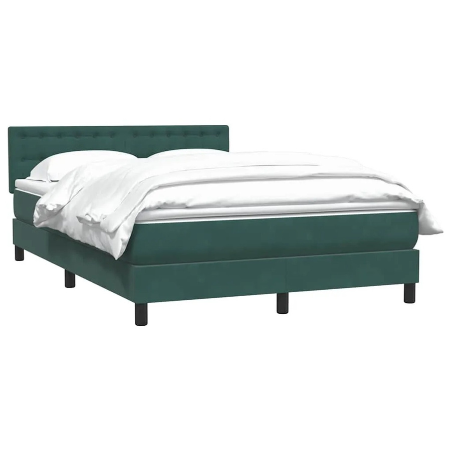 vidaXL Boxspringbett mit Matratze in Dunkelgrün aus Samt, Hybrid-Bett mit Taschenfederkern, B/T: 160 x 220 cm - Bild 2