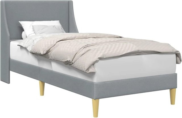 vidaXL Bettrahmen mit Kopfteil in Hellgrau aus Stoff und Holz, B/T/H: 100 x 200 x 104 cm - Bild 1
