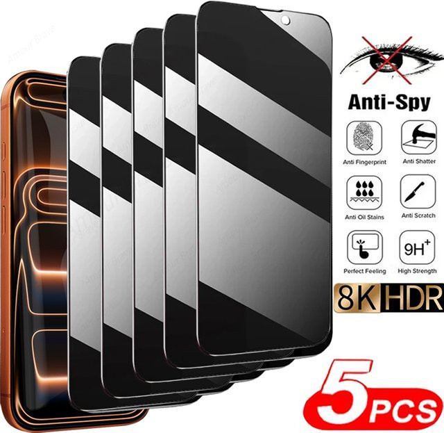 Amour Brave 5er-Pack Anti-Spy Sichtschutz Displayschutz aus gehärtetem Glas für iPhone 11 bis iPhone 17 Pro Max Modelle - Bild 1