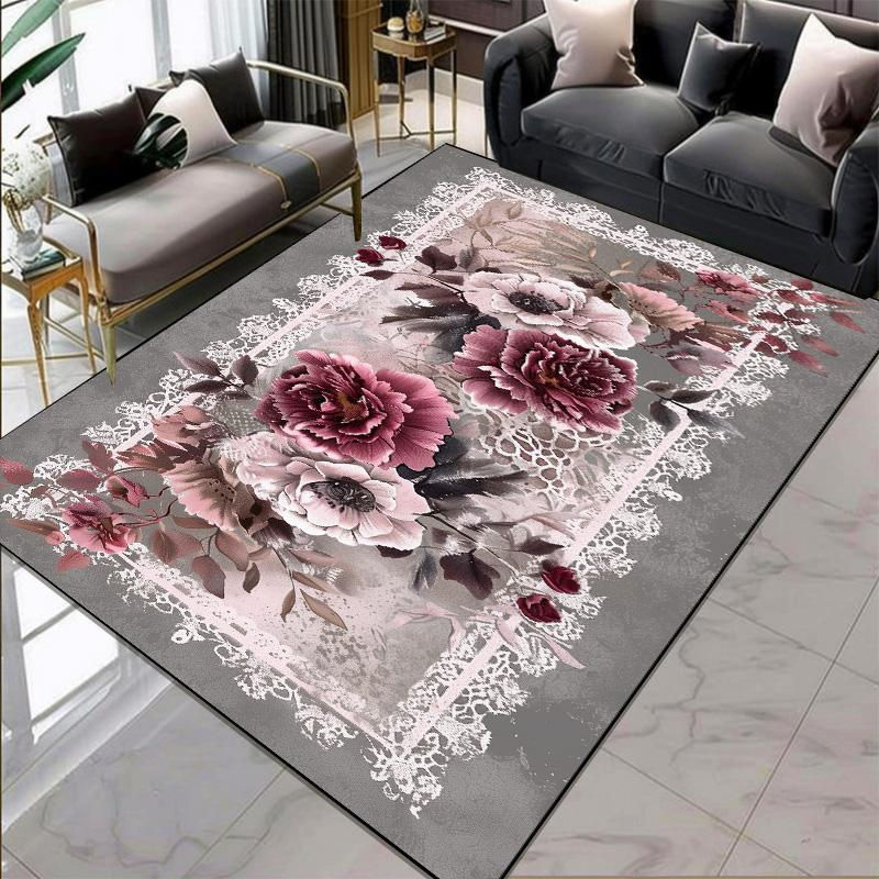 Karpetti Teppich mit Blumenmuster im europäischen Stil, mehrfarbig, B/T: 80 x 120 cm - Bild 2