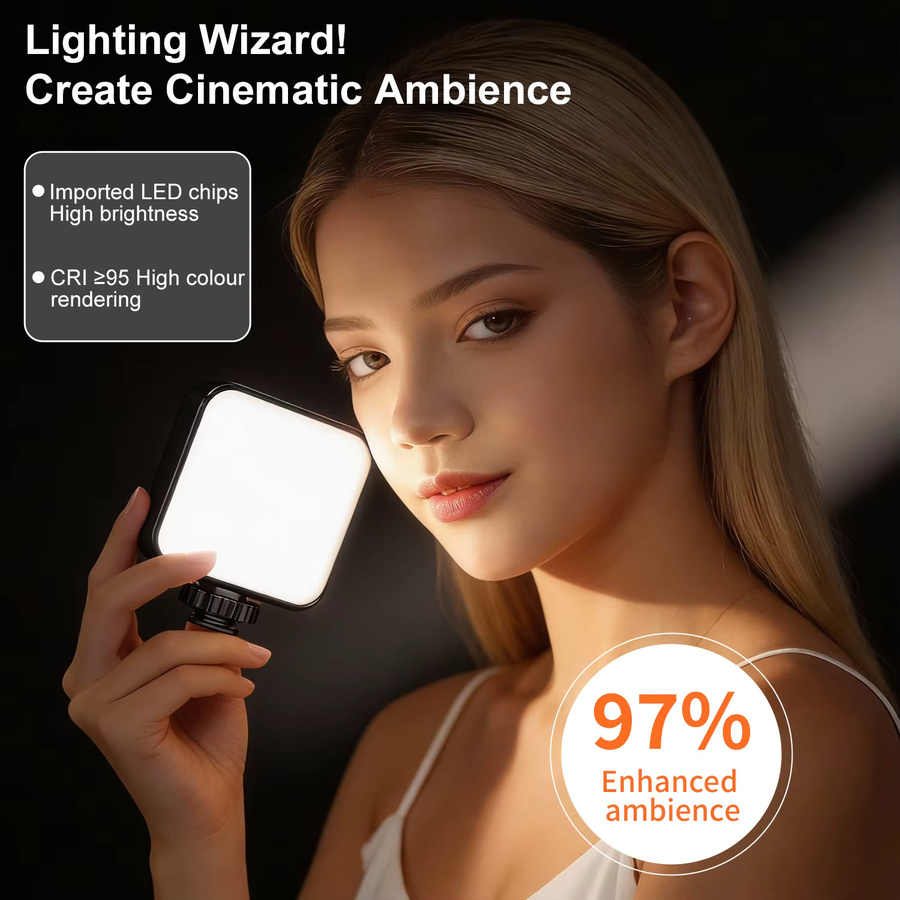 Desiontal X2 Tragbares RGB-Fotografie-Licht in Schwarz mit USB-C-Aufladung und einstellbarem Softlight für Live-Übertragungen und Spezialfotografie - Bild 3