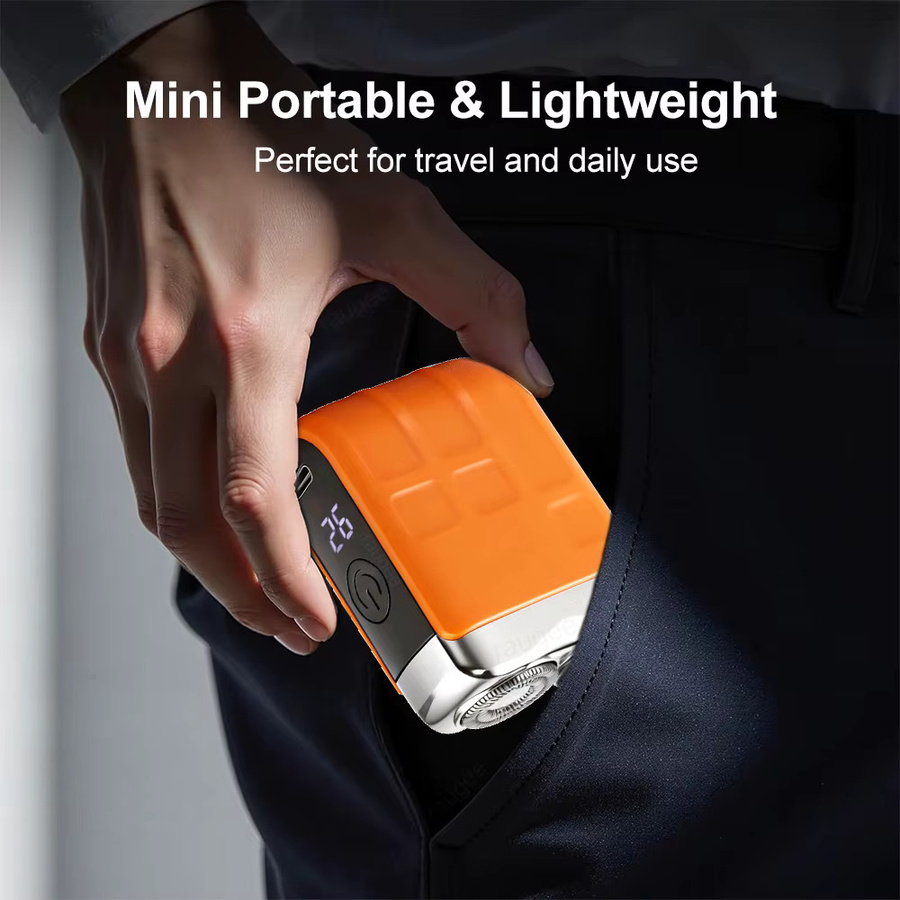 raugee Elektrischer Barttrimmer Mini, Herren, orange, USB-aufladbar - Bild 5