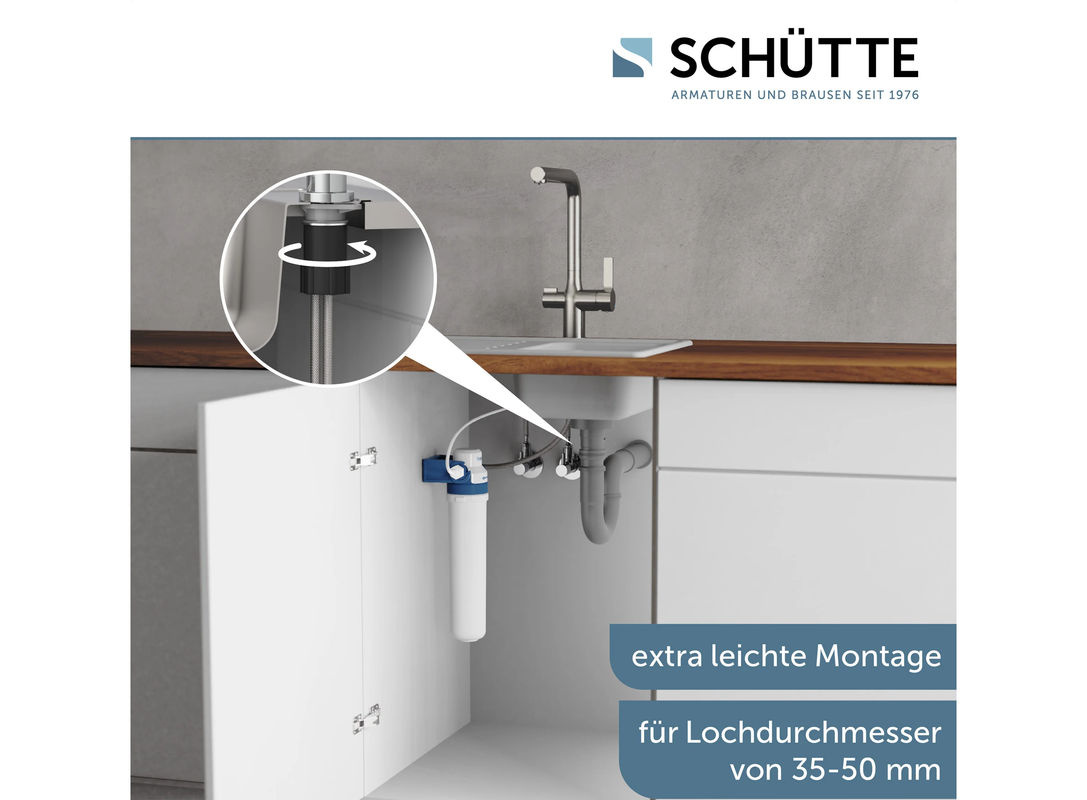 SCHÜTTE Küchenarmatur mit Aquastar Pro Filtersystem aus Edelstahl in Silber mit Schwenkauslauf und Spritzfunktion - Bild 2