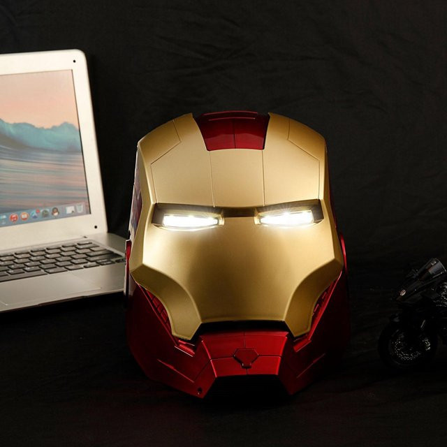 HARMONY XU Iron Man MK5 Tragbarer Helm, Superheldenmaske, mit LED-Leuchten, braun - Bild 1