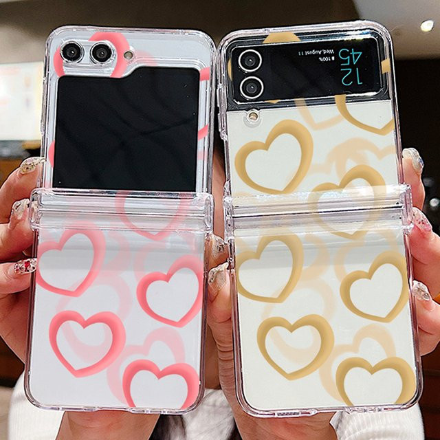 Samsung Galaxy Z Flip7 Flip6 Flip5 Hard Cover mit Herz-Design in Transparent - Bild 1