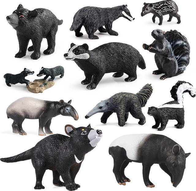 Oenux Waldtiere Dachs Brock Tapirus Indicus Biber Ameisenbär, Actionfiguren, Kunststoff - Bild 1