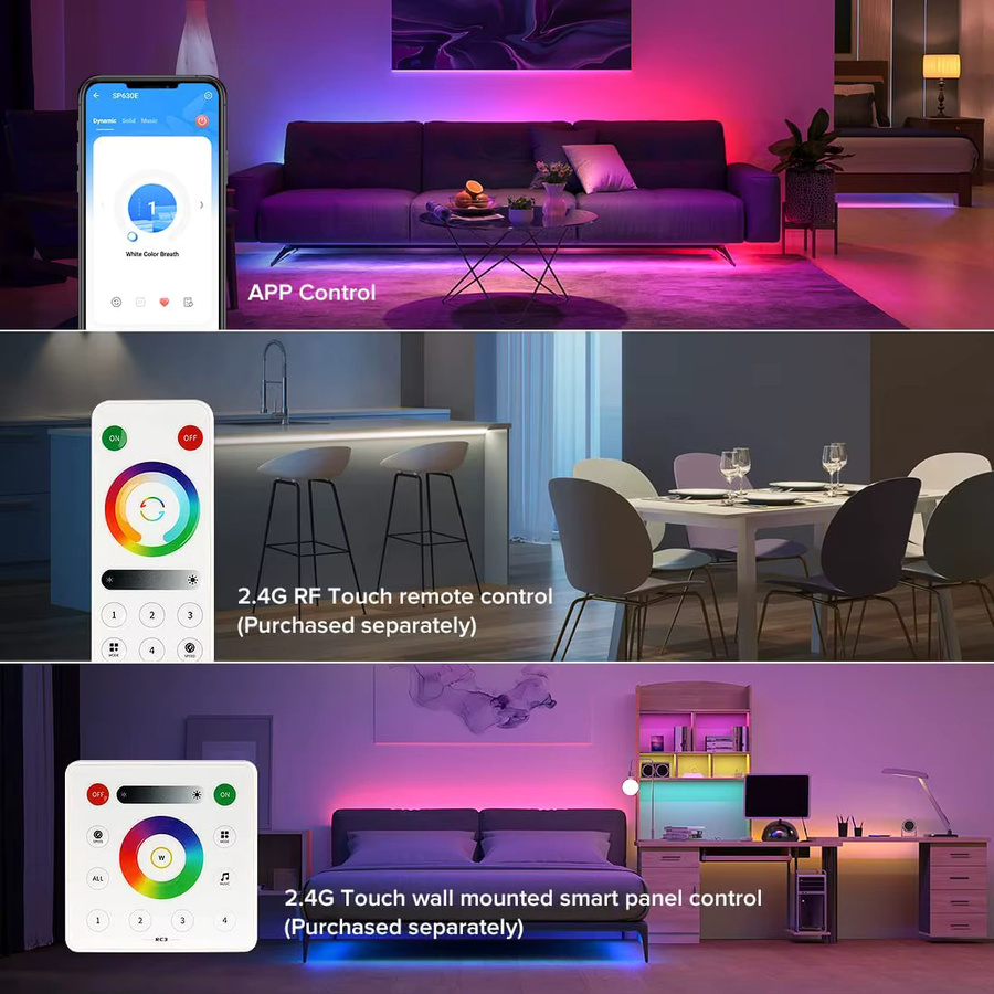 BTF-LIGHTING SP630E All-in-One LED-Controller mit 5CH PWM SPI für Pixel LED-Lichtstreifen WS2812B WS2811 SK6812 FCOB 5050 RGB RGBW CCT mit Bluetooth und Musikfunktion (5V-24V) - Bild 2