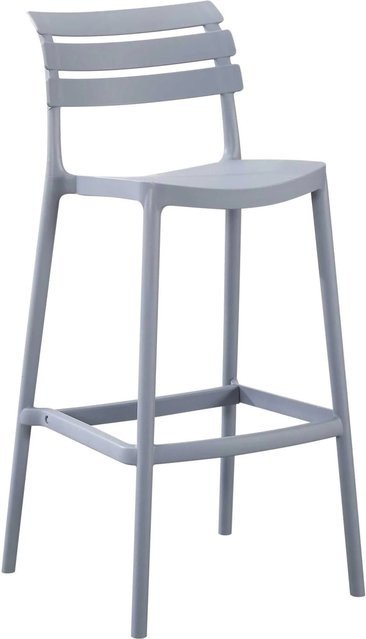 CLP Barhocker Rafan mit Lehne aus Kunststoff, wetterfester Outdoor-Barstuhl für Garten und Terrasse, Grau - Bild 1