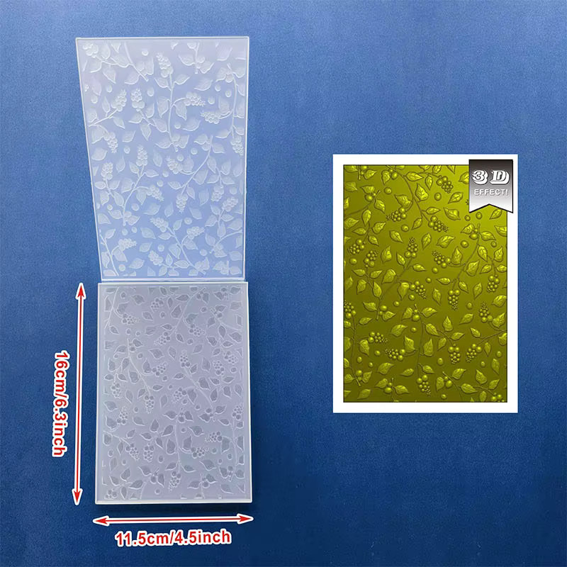 3D-geprägter Ordner mit Beerenzweigen und Blättern in nahtloser Mustertextur aus Kunststoff - Bild 2