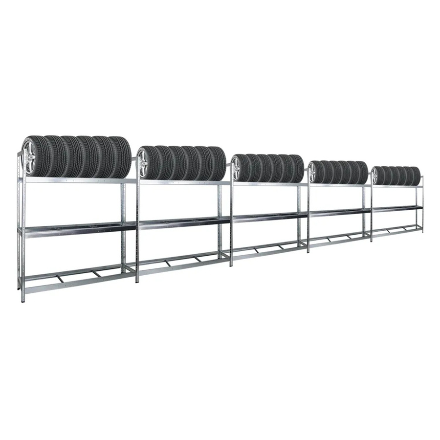 PROREGAL Reifenregal Tiger XL Set aus 5 Einheiten, verzinkter Stahl in Silber, H x B x T: 200 x 180 x 45 cm - Bild 2