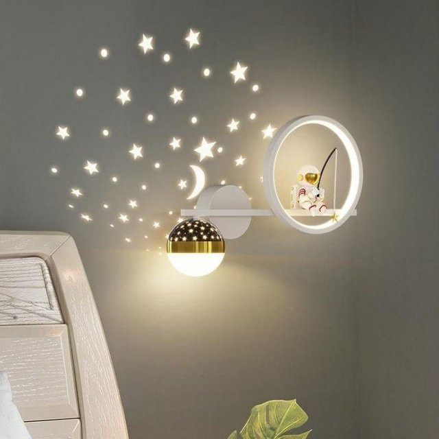 Yuda Lighting LED Wandlampe Astronaut für Kinderzimmer und Schlafzimmer in Weiß - Bild 1