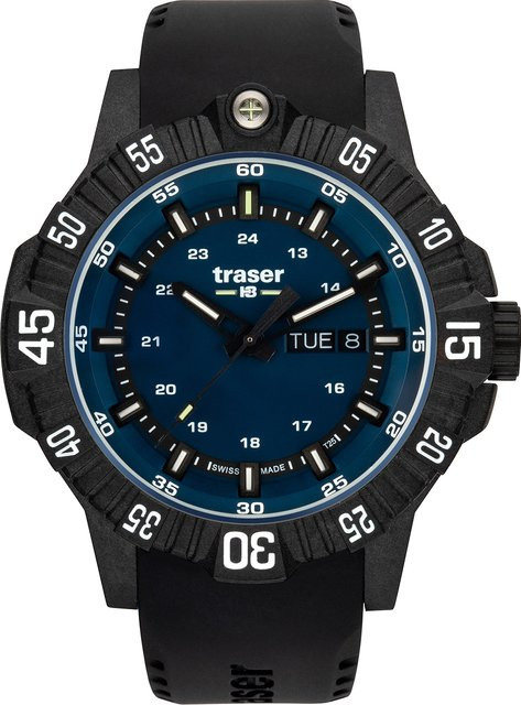 Traser Herrenuhr, Quarz, Edelstahl, Blau, 46 mm, 20 ATM - Bild 1